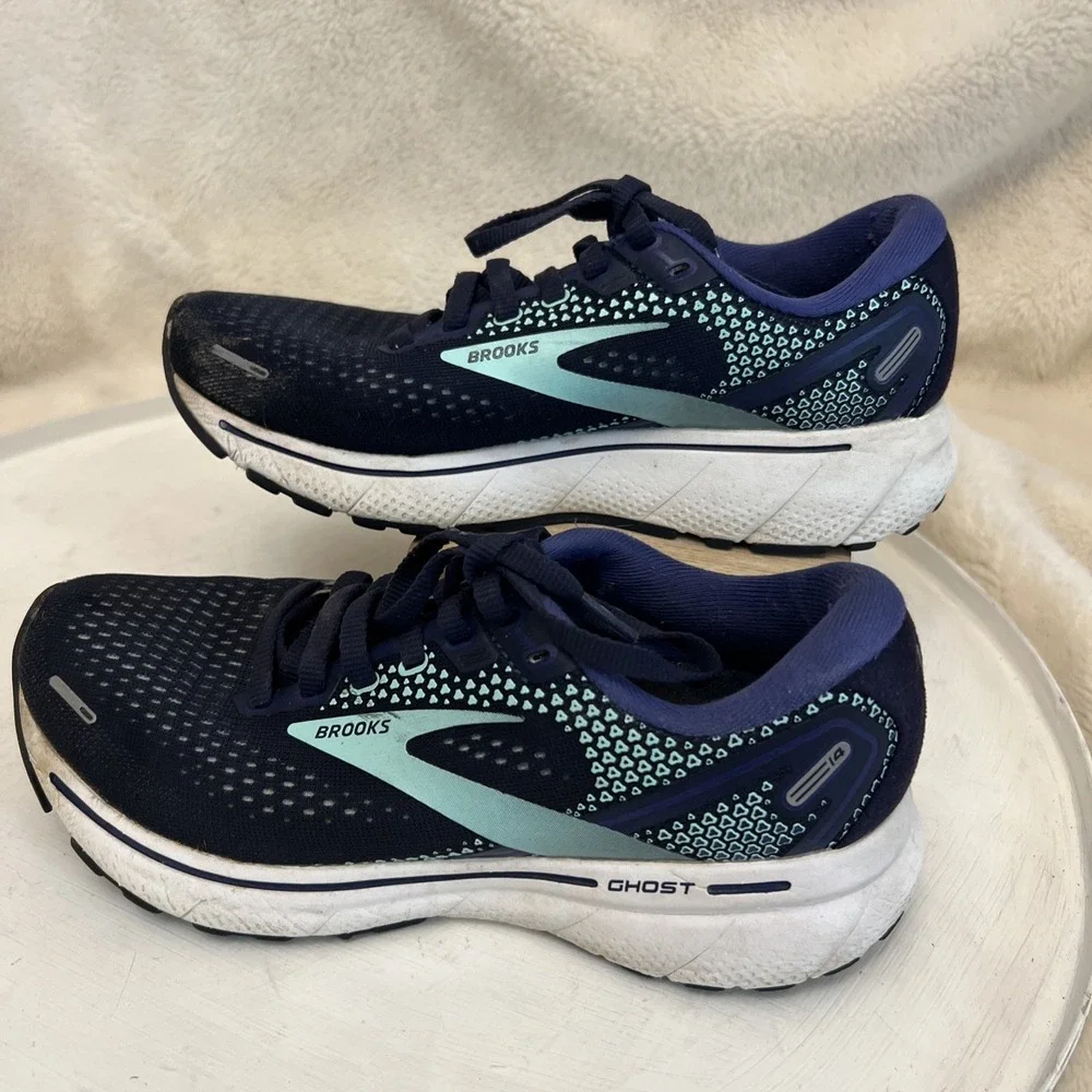 Brooks Ghost 14 Women Running Shoes Black Blue Cushion Neutral sz 6